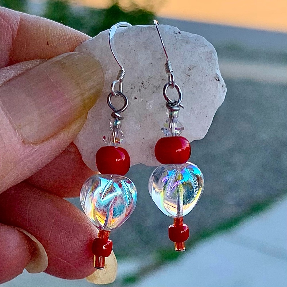 Holiday Rainbow Heart Earrings